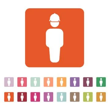 The worker icon. Engineer and repair, technician, builder symbol. Flat Stock Illustration