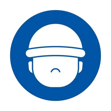 Worker Icon with Helmet on Blue Background for Safety Symbol Use Stock Illustration