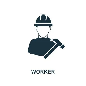 Worker icon. Monochrome style design from professions icon collection. UI. Pixel Stock Illustration