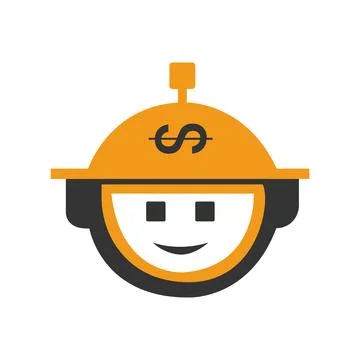 Worker icon or cracter head dollar icon logo design Stock Illustration