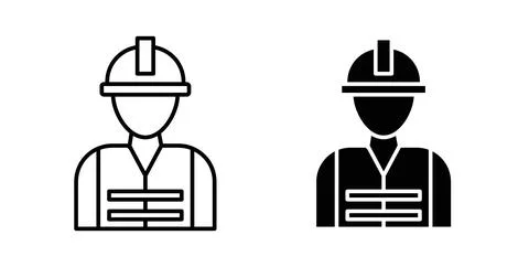 Worker icon. Style is flat and line symbol Stock Illustration