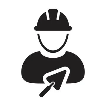 Worker icon with trowel vector male construction builder contractor person  Illustrazione stock