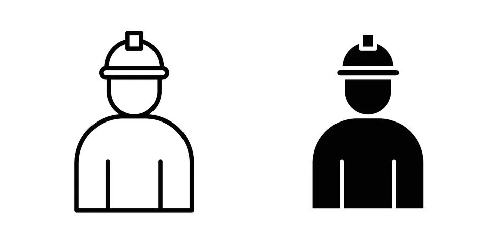 Worker icon vector concepts, line and silhouette style Stock Illustration