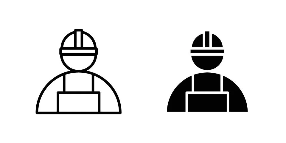 Worker icon vector concepts, line and silhouette style Stock Illustration