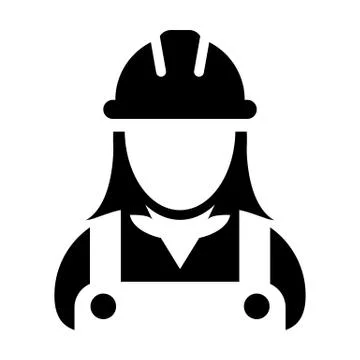 Worker icon vector female construction service person profile avatar with harhat Stock Illustration