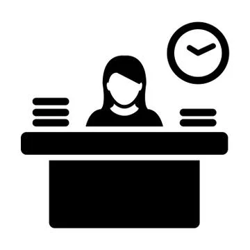 Worker icon vector female person avatar symbol with table for office occupation Illustrazione stock