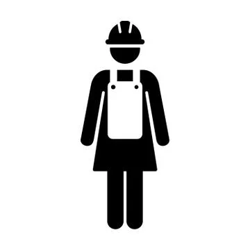 Worker Icon Vector Female Service Person of Building Construction Workman Symbol Stock Illustration