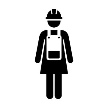 Worker Icon Vector Female Service Person of Building Construction Workman Symbol Ilustración de archivo