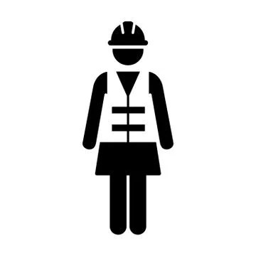 Worker Icon Vector Female Service Person of Building Construction Workman Symbol Ilustración de archivo