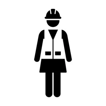 Worker Icon Vector Female Service Person of Building Construction Workman Symbol Ilustración de archivo