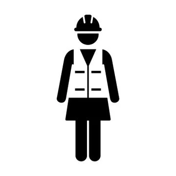 Worker Icon Vector Female Service Person of Building Construction Workman Symbol Illustrazione stock