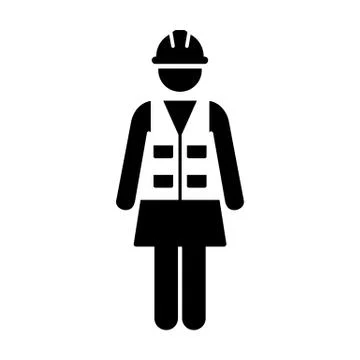 Worker Icon Vector Female Service Person of Building Construction Workman Symbol Stock Illustration