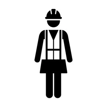 Worker Icon Vector Female Service Person of Building Construction Workman Symbol Stock Illustration