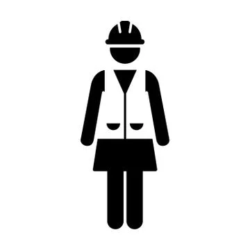 Worker Icon Vector Female Service Person of Building Construction Workman Symbol Ilustración de archivo