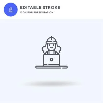 Worker icon vector, filled flat sign, solid pictogram isolated on white, logo Illustrazione stock
