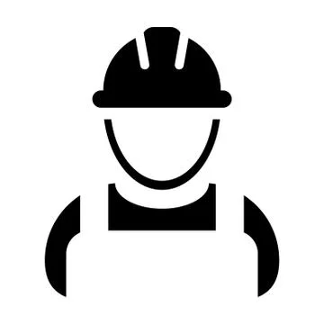 Worker icon vector male construction service person profile avatar with hardhat Stock Illustration