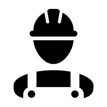 Worker icon vector male construction service person profile avatar with hardhat Stock Illustration
