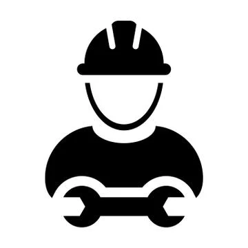Worker icon vector male construction service person profile avatar with hardhat Stock Illustration