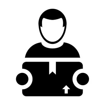 Worker icon vector male logistics service person profile avatar with cargo Stock Illustration
