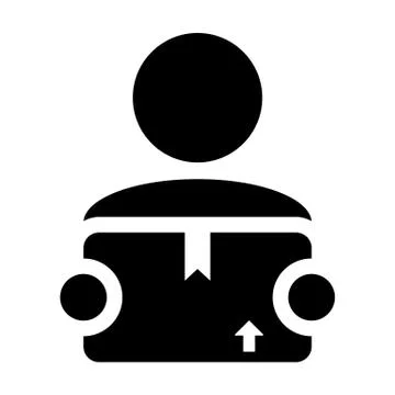 Worker icon vector male logistics service person profile avatar with cargo Stock Illustration