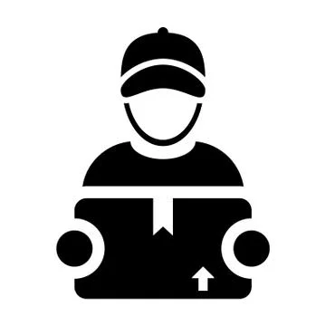 Worker icon vector male logistics service person profile avatar with cargo 스톡 일러스트
