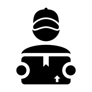 Worker icon vector male logistics service person profile avatar with cargo 스톡 일러스트