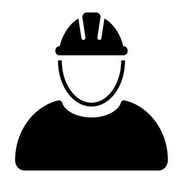 Worker icon vector Person profile avatar with helmet for graphic design, logo Stock Illustration