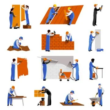 Worker Icons Set Stock Illustration