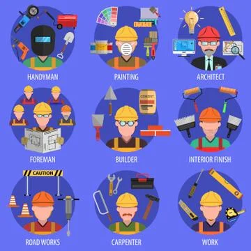 Worker Icons Set Illustration