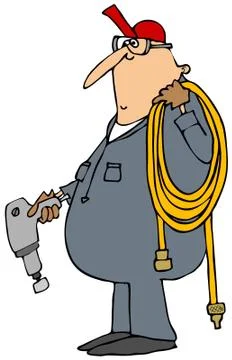 Worker with an impact gun Stock Illustration