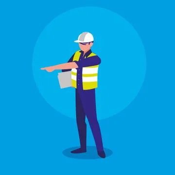 Worker industrial with folder document Illustrazione stock