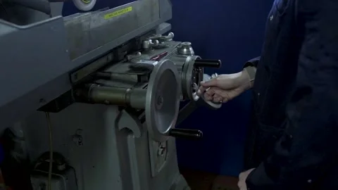Worker with industrial machine 1 Stock Footage 151357576