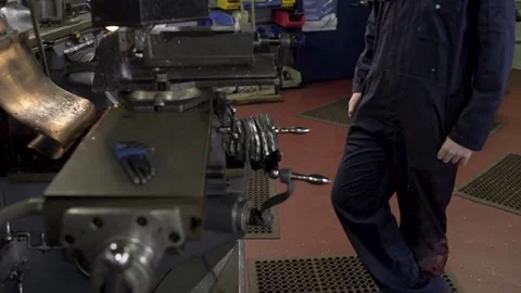 Worker with industrial machine  Stock Footage 151556357