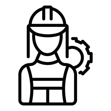Worker industry icon outline vector. Female engineer 스톡 일러스트