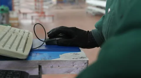 Worker in industry programing cnc machine to work Video stock 10760266