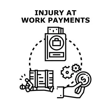 Worker injury compensation claim processing payment concept Stock Illustration