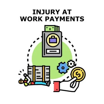 Worker injury compensation claim processing payment concept Stock Illustration