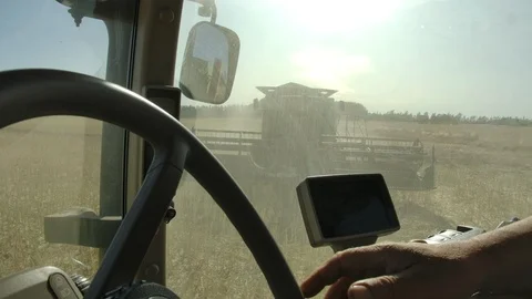 Worker inside of farming truck Stock Footage 125067017