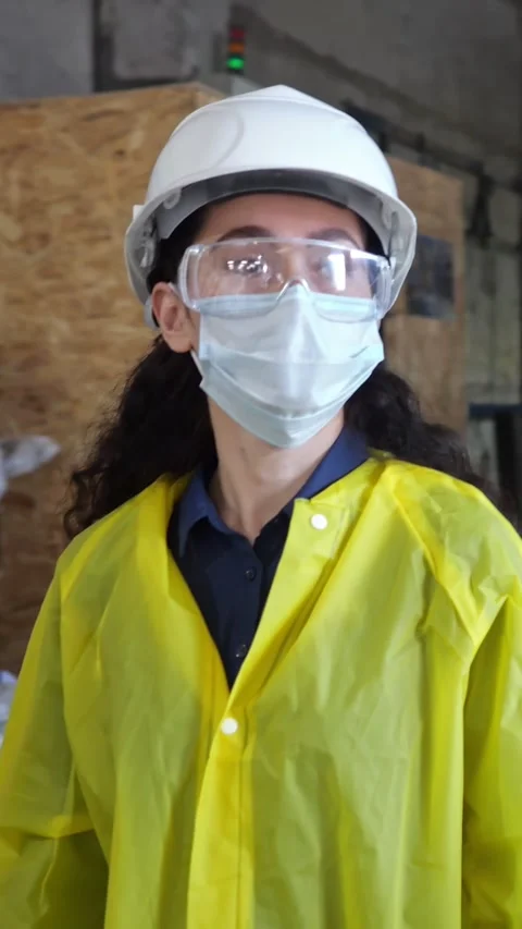 Worker Inspecting Machines. Female Operator With Safety Gear Inspecting Stock Footage 335522239
