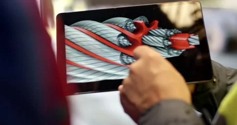 Worker Inspects Vehicle Part Using Digital 3D Model on Tablet Stock Footage 340217237