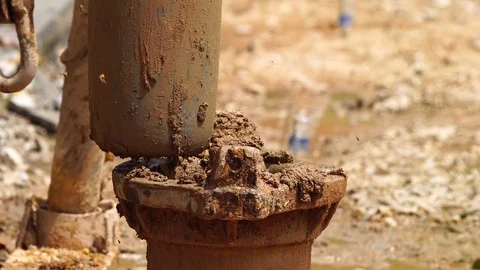 Worker installing wet-process bored pile Stock Footage 87025169
