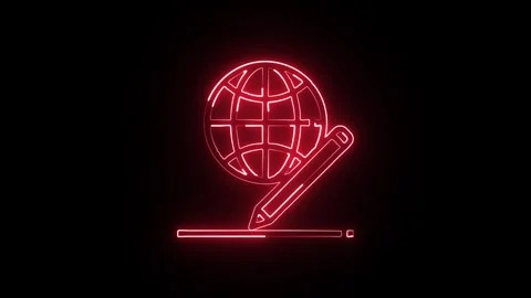 Worker Isolated on Black Background Neon Labor Profession Animation Stock Footage 328107482