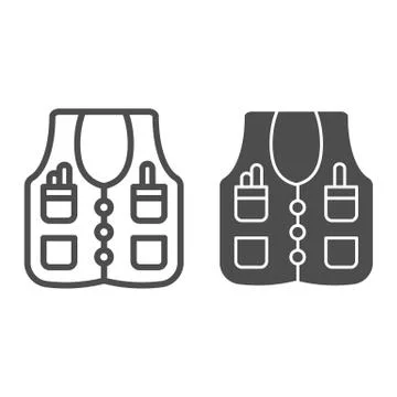 Worker jacket line and glyph icon. Jacket plumbing vector illustration isolated Stock Illustration