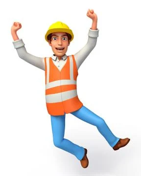 Worker is jumping Stock Illustration