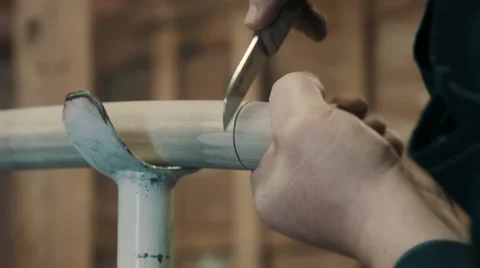 Worker With A Knife 스톡 동영상 47538860