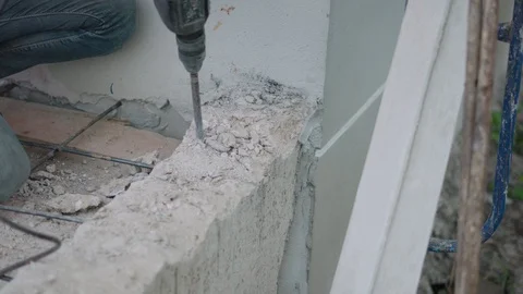 Worker labor pierce and destroy concrete Stock-Footage 89617566