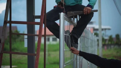 Worker labor welding metal Video stock 95183337