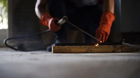 Worker labor welding wire metal Stock Footage 94209756