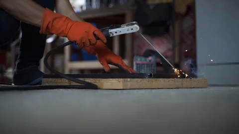 Worker labor welding wire metal Stock Footage 94209910