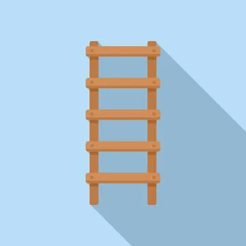 Worker ladder icon flat vector. Wood stand Stock Illustration
